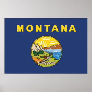Poster Drapeau d'Etat du Montana, États-Unis