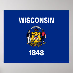 Poster Drapeau d'État du Wisconsin
