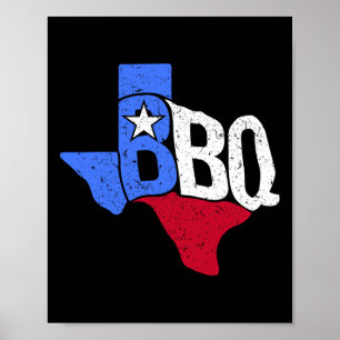 Poster Drapeau D'État Et Carte Du Bbq Texas