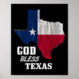 Poster Drapeau Dieu bénisse le Texas Fête de l'indépendan