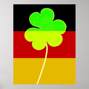 Poster Drapeau Drôle St Patrick Allemand Irlandais Shamro