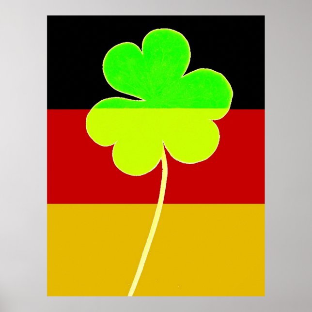 Poster Drapeau Drôle St Patrick Allemand Irlandais Shamro (Devant)