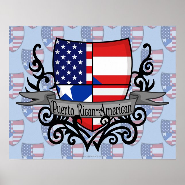Poster Drapeau du Bouclier portoricain américain (Devant)