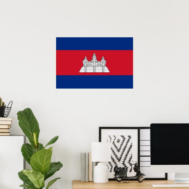 Poster drapeau du Cambodge (Bureau à domicile)