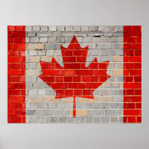 Drapeau du Canada sur un mur de briques