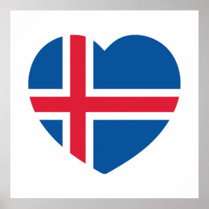 Poster Drapeau du cœur de l'Islande