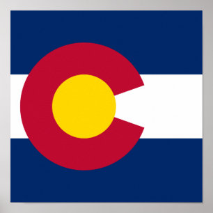 Poster Drapeau du Colorado, l'État du centenaire, Colorad