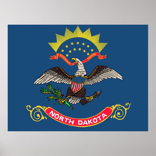 Poster Drapeau du Dakota du Nord (Devant)