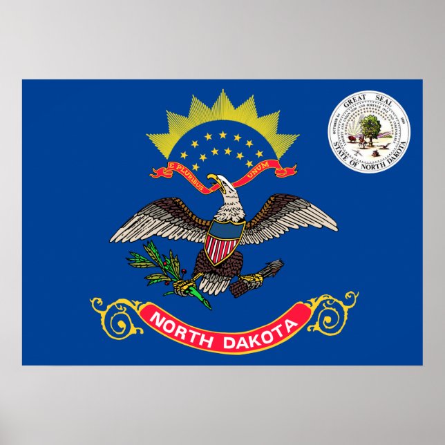 Poster Drapeau du Dakota du Nord (Devant)