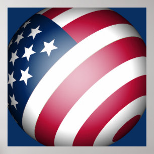 Poster Drapeau du Globe des États-Unis d'Amérique