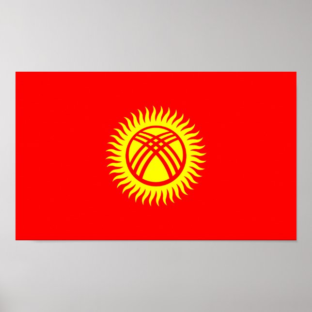Poster Drapeau du Kirghizistan (Devant)