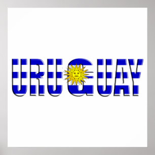 Poster Drapeau du logo Uruguay Sun
