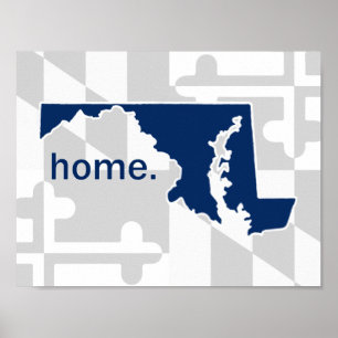 Poster Drapeau du Maryland/pop de couleur de l'état - ble