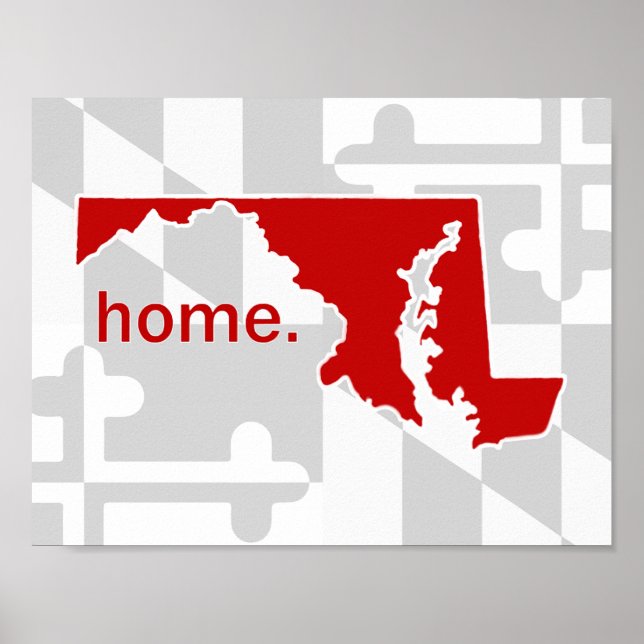 Poster Drapeau du Maryland/Pop d'état de couleur - rouge (Devant)