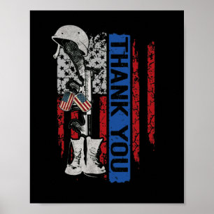 Poster Drapeau du Memorial Day en détresse Bottes Militai