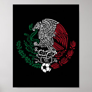Poster Drapeau du Mexique Aigle mexicain Football Hommes
