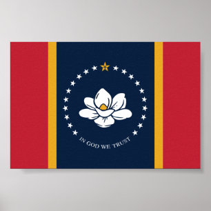 Poster Drapeau du Mississippi - Nouveau drapeau Magnolia
