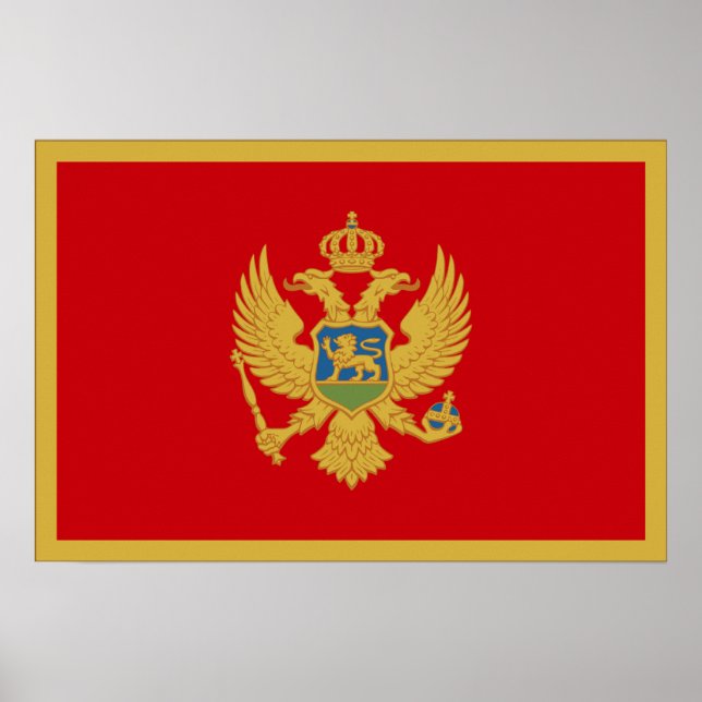 Poster Drapeau du Monténégro (Devant)