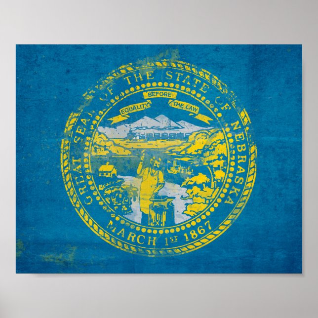 Poster Drapeau du Nebraska en détresse (Devant)