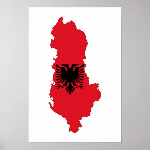 Poster drapeau du pays albanie symbole de forme silhouett