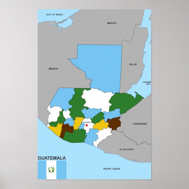 Poster drapeau du pays du guatemala (Devant)