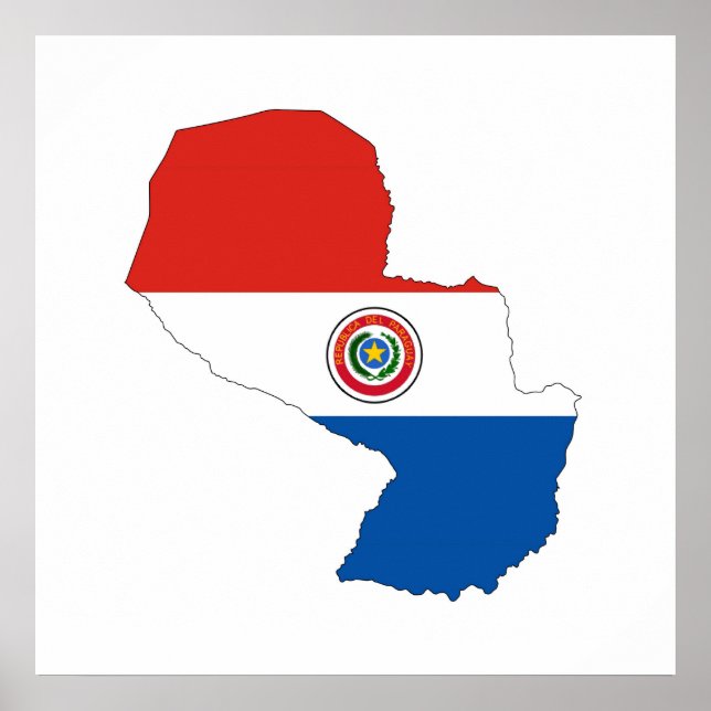 Poster drapeau du pays du paraguay forme silhouette (Devant)