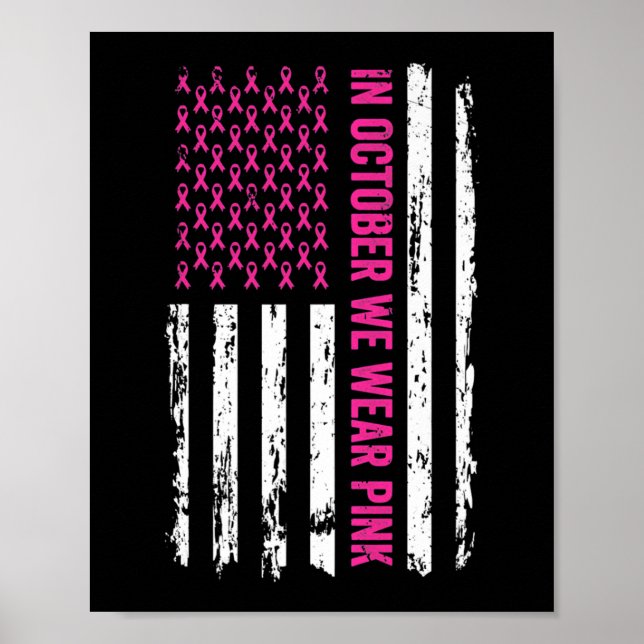 Poster Drapeau Du Ruban Sensibilisation Au Cancer Du Sein (Devant)