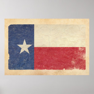 Poster Drapeau du Texas vieilli