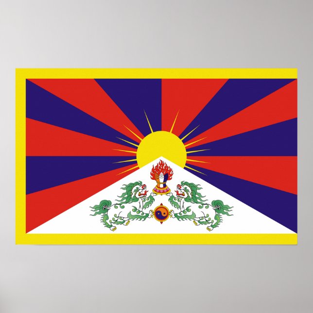Poster Drapeau du Tibet libre (Devant)