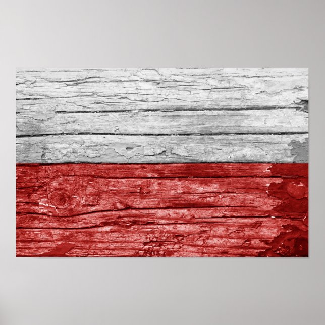 Poster Drapeau en bois de Pologne (Devant)