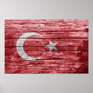 Poster Drapeau en bois turc