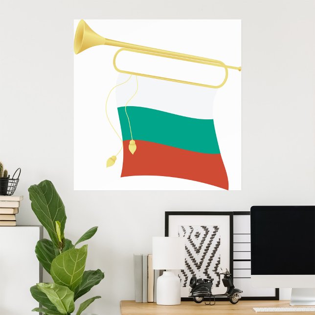 Poster Drapeau Et Bugle bulgare (Créateur téléchargé)