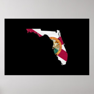 Poster Drapeau et carte de Floride