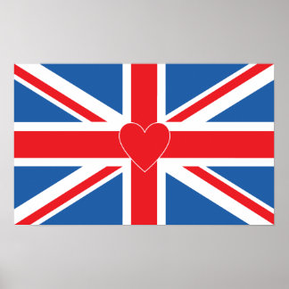Poster Drapeau et coeur Union Jack