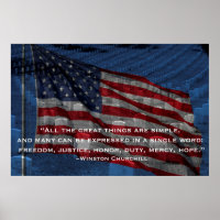 Drapeau et pierres tombales - Citation de Churchil
