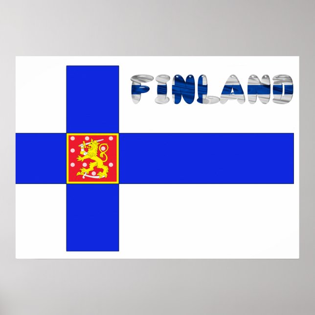 Poster Drapeau finlandais (Devant)
