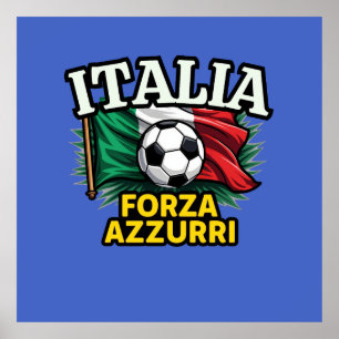 Poster Drapeau Forza Azzurri