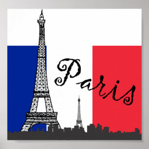 Poster Drapeau français et Tour Eiffel