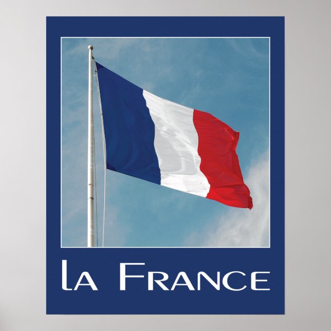 Poster Drapeau français Photo du nom de la France (Devant)