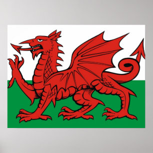 Poster Drapeau gallois, "Cymru am byth", Le dragon rouge