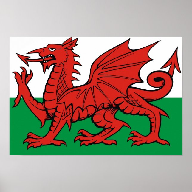 Poster Drapeau gallois, "Cymru am byth", Le dragon rouge (Devant)