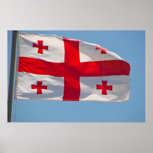 Poster Drapeau géorgien dans le vent