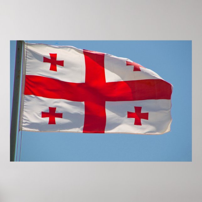 Poster Drapeau géorgien dans le vent (Devant)