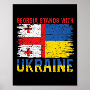 Poster Drapeau géorgien-ukrainien - Pays amis