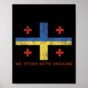 Poster Drapeau géorgien-ukrainien - Pays amis
