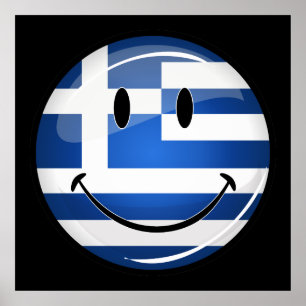Poster Drapeau grec souriant