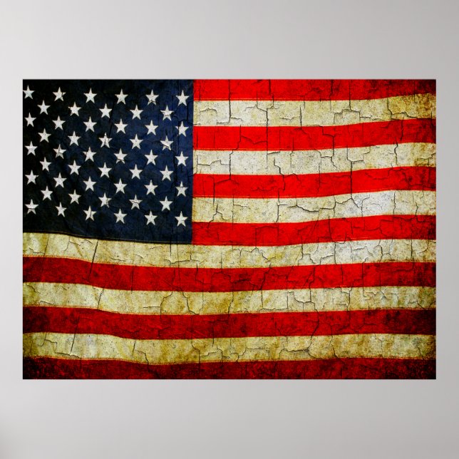 Poster Drapeau Grunge America (Devant)