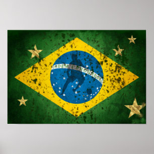 Poster Drapeau grunge du Brésil pour des sports du