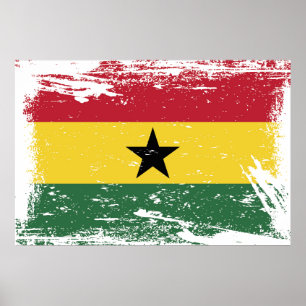 Poster Drapeau grunge du Ghana