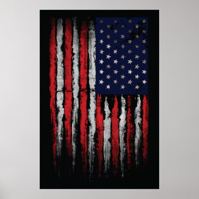 Poster Drapeau Grunge U.S.A (Devant)